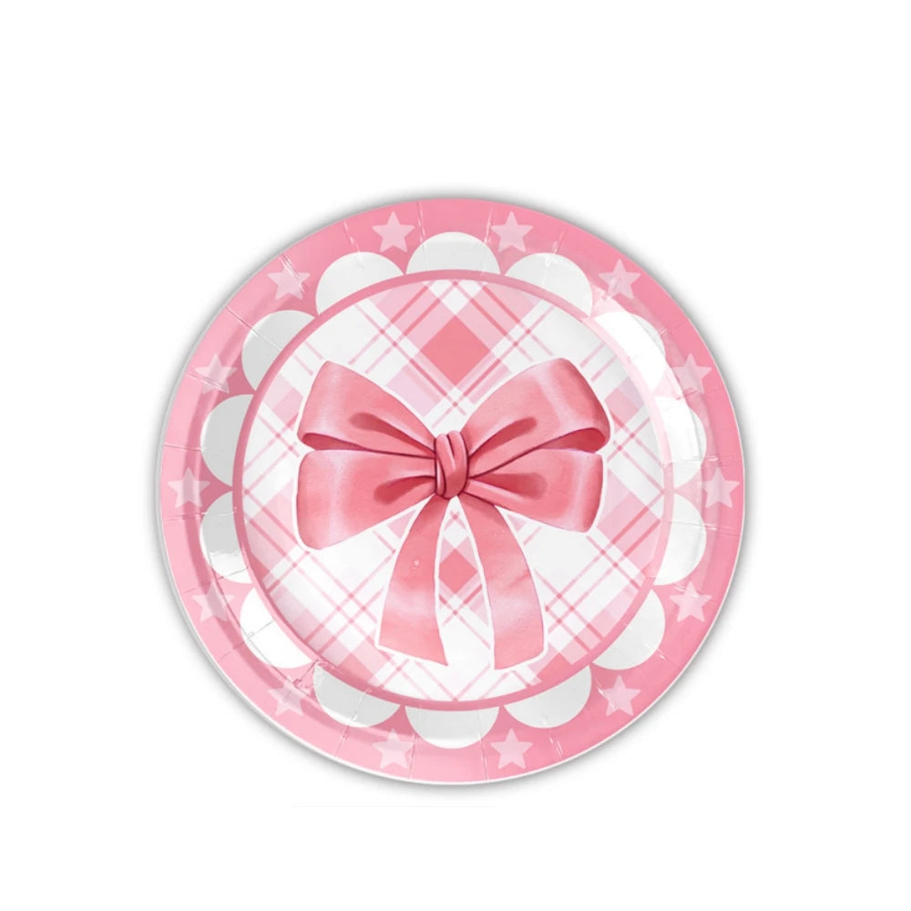 Assiette Jetable Girly à Noeud Papier 