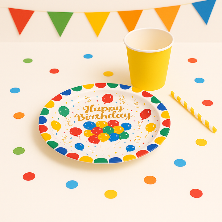 Assiette Jetable Happy Birthday Ballons
