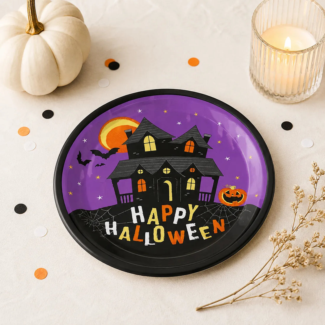 Assiette Jetable Happy Halloween Violette Pratique
