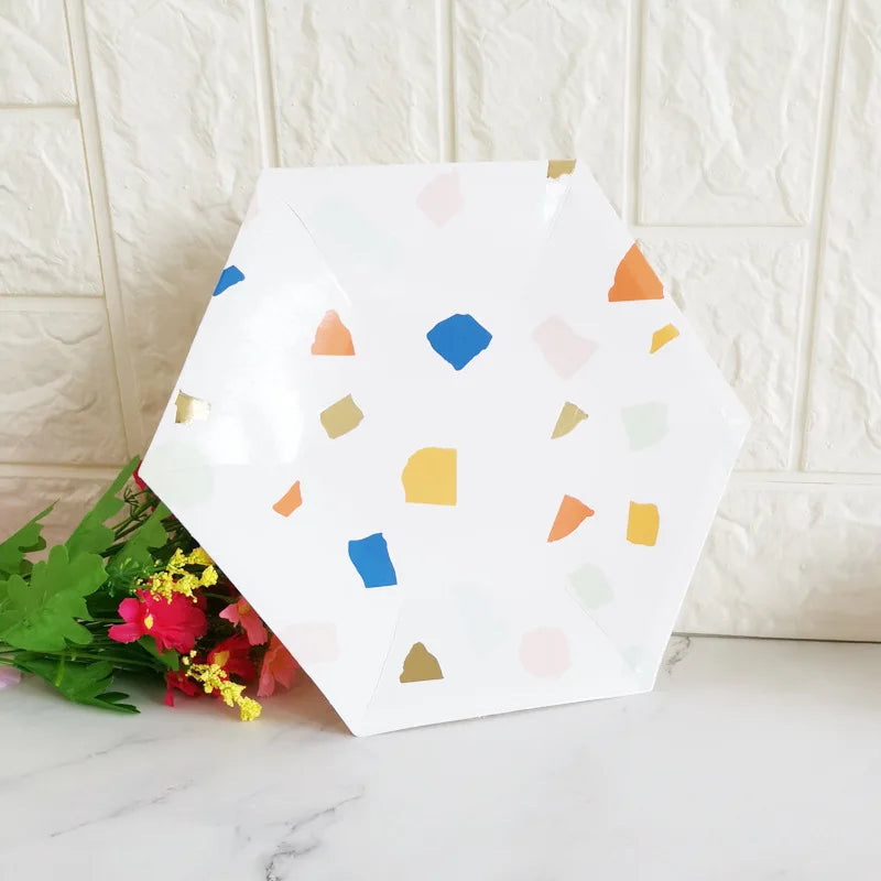 Assiette Jetable Hexagonale Design Papier 