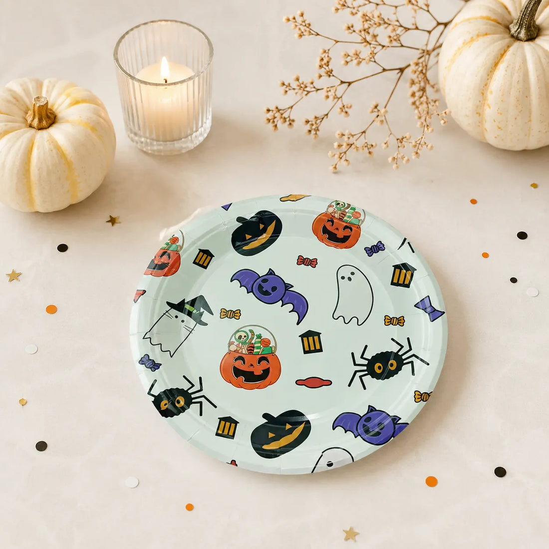 Assiette Jetable à Motifs Halloween Ludiques Pratique