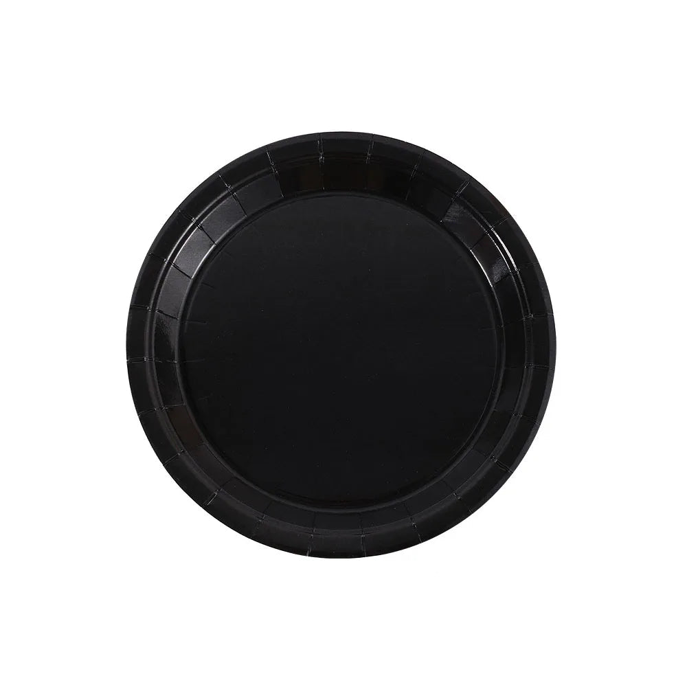 Assiette Jetable Noire Unie Papier 