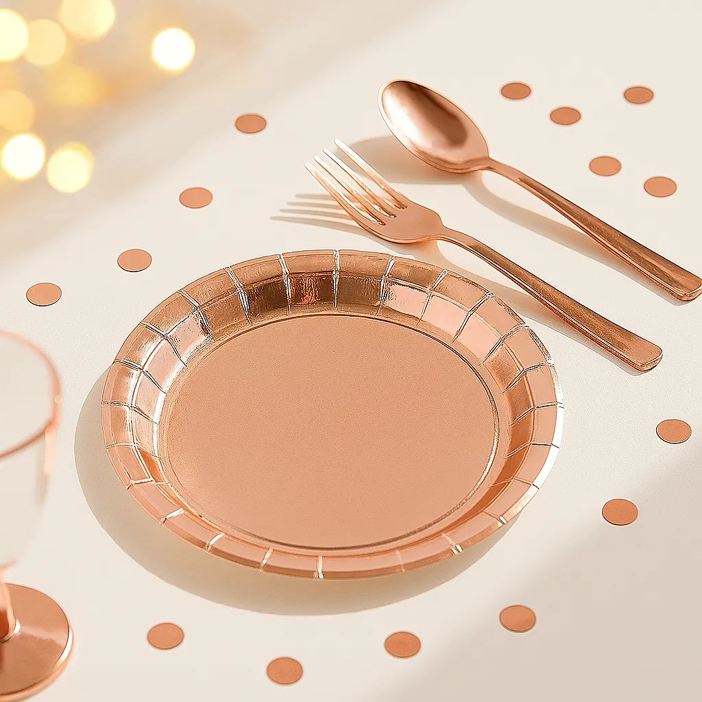Assiette Jetable Or Rose