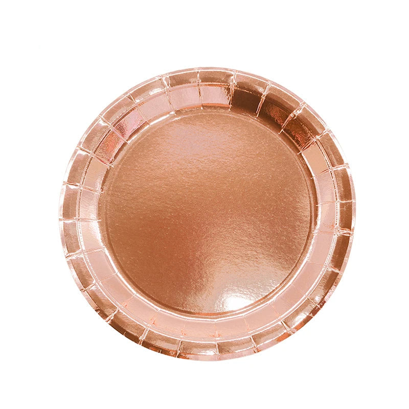 Assiette Jetable Or Rose Design