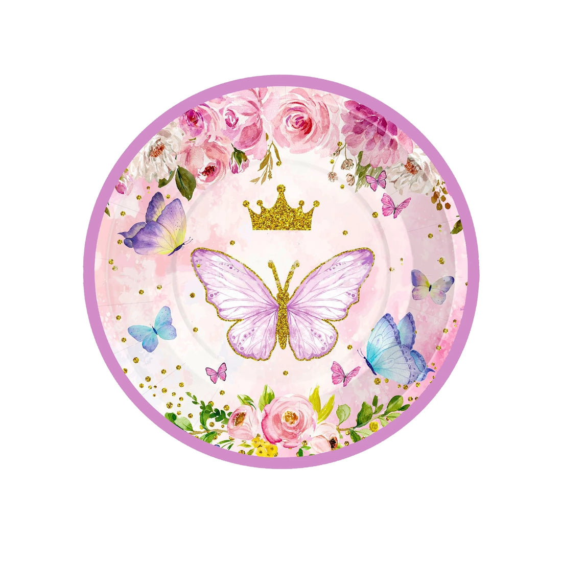 Assiette Jetable Papillon Rose