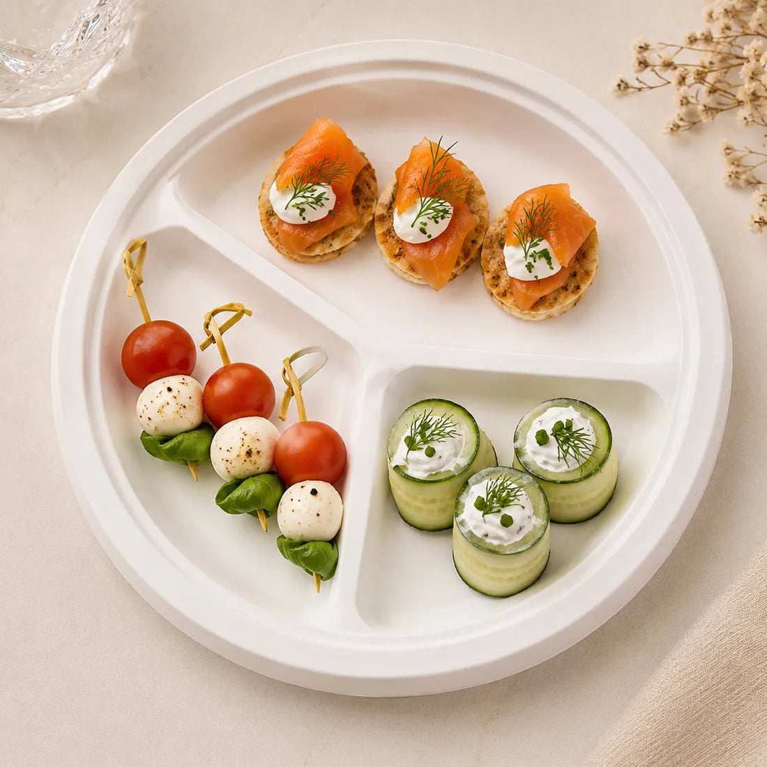 Assiette Jetable Ronde 3 Compartiments Festive