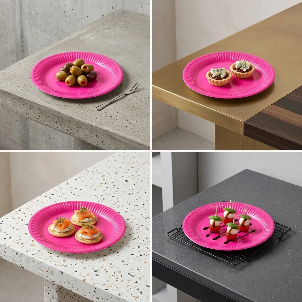 Assiette Jetable Rose Festive