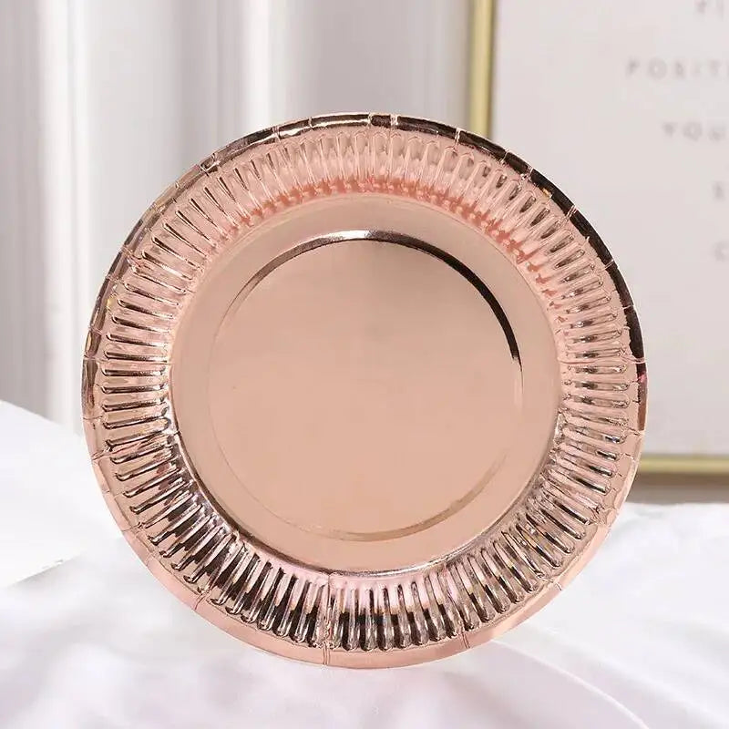 Assiette Jetable Rose Gold Design