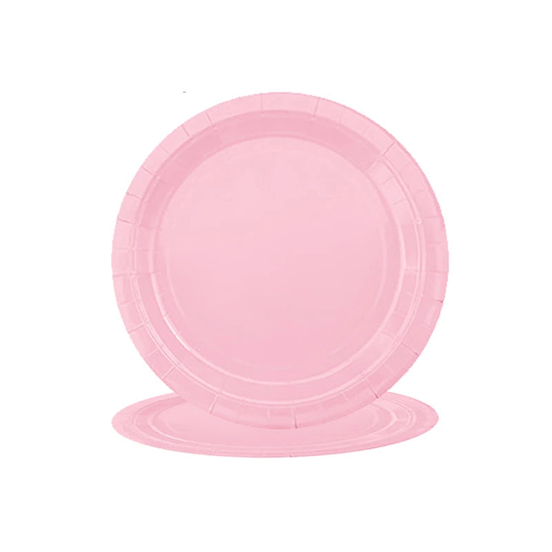 Assiette Jetable Rose Papier 