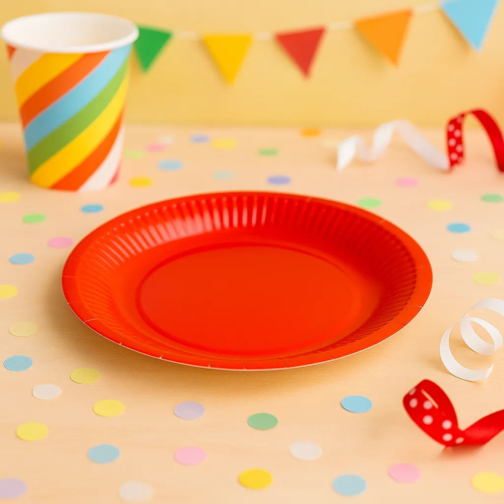 Assiette Jetable Rouge Uni