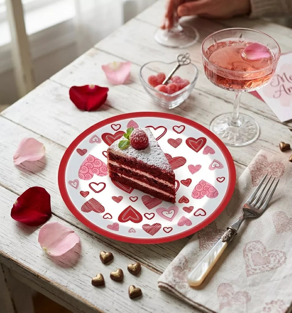 Assiette Jetable Saint-Valentin Motifs Cœurs Original