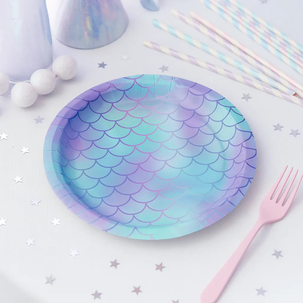 Assiette Jetable Sirène Bleue