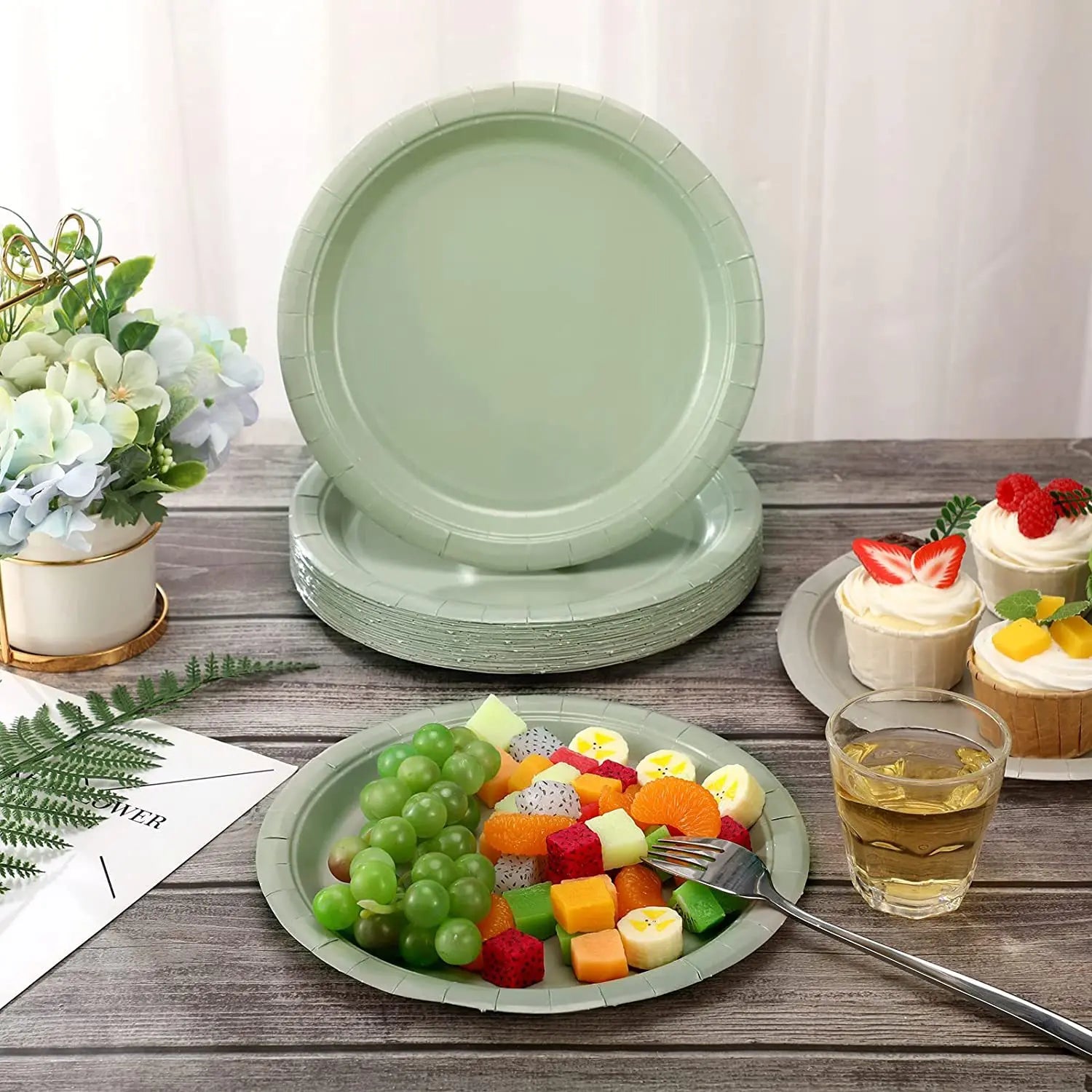 Assiette Jetable Vert Sauge
