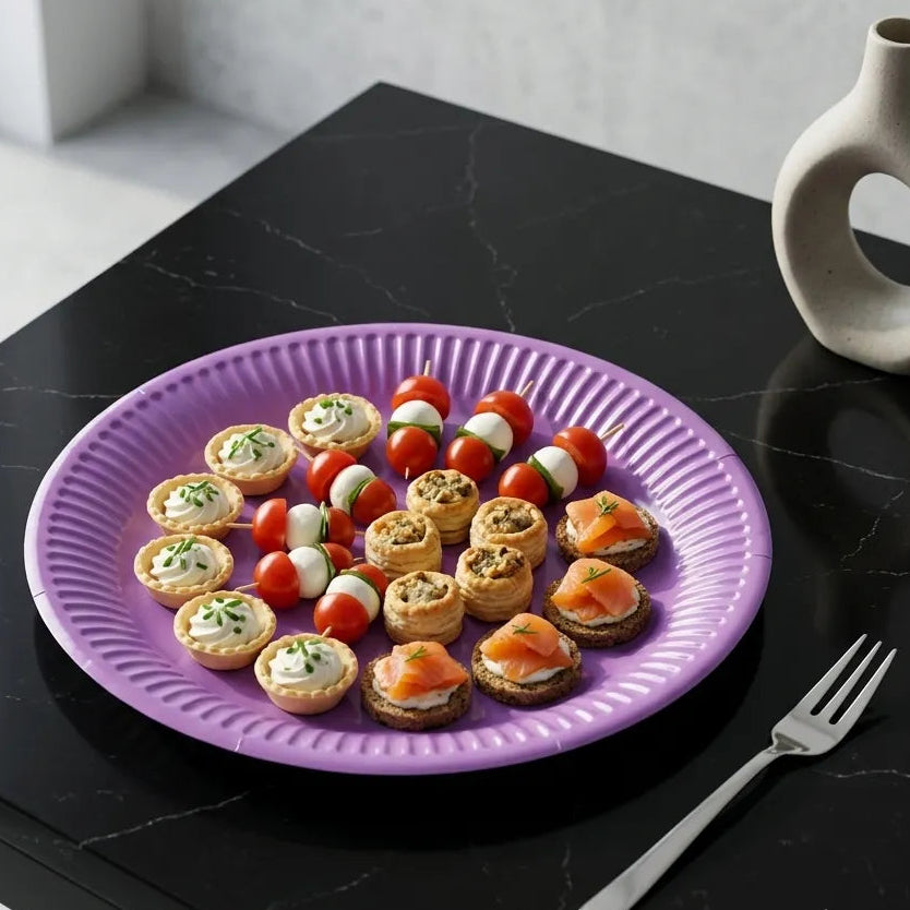 Assiette Jetable Violette Festive