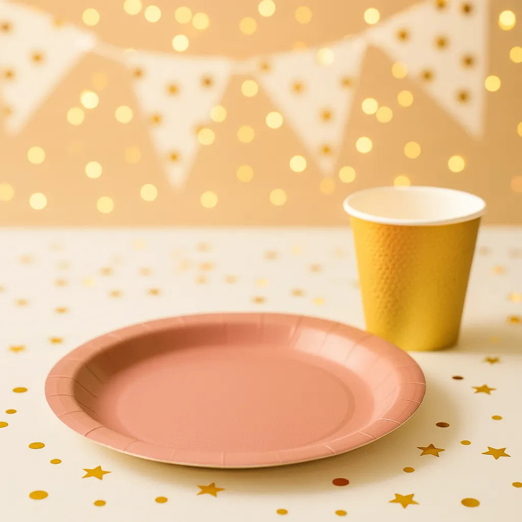 Assiette Jetable en Carton Bois de Rose 1