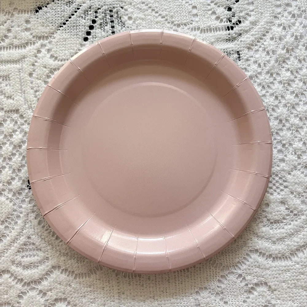 Assiette Jetable en Carton Rose Nude