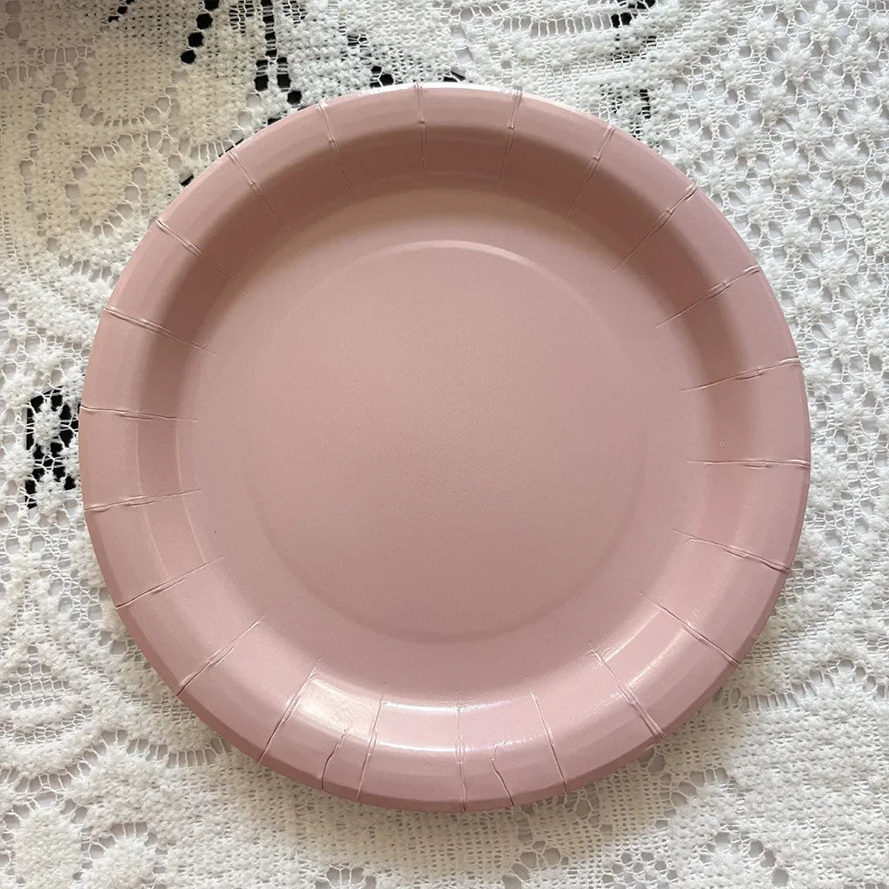 Assiette Jetable en Carton Rose Tendre Design
