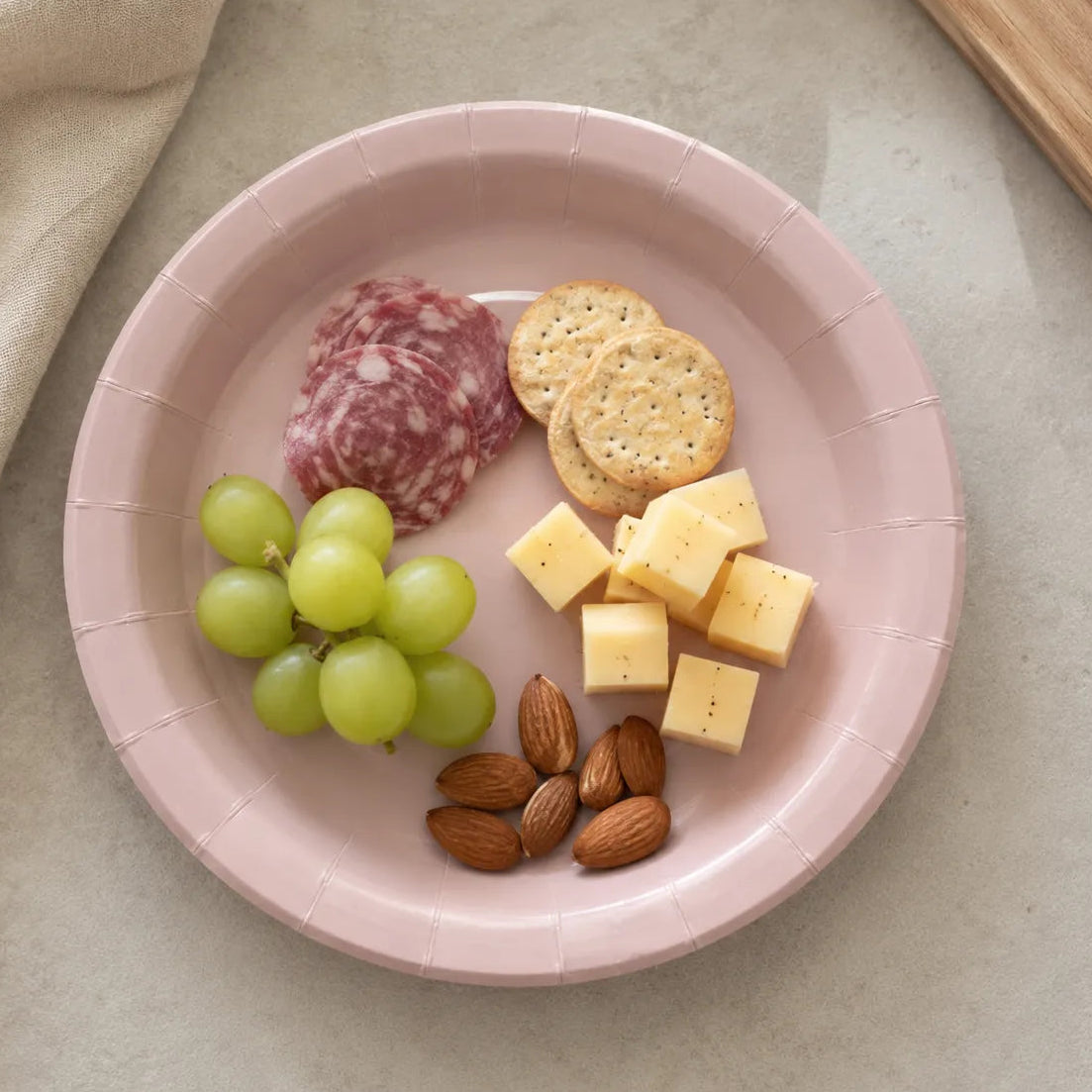 Assiette Jetable en Carton Rose Tendre Minimaliste