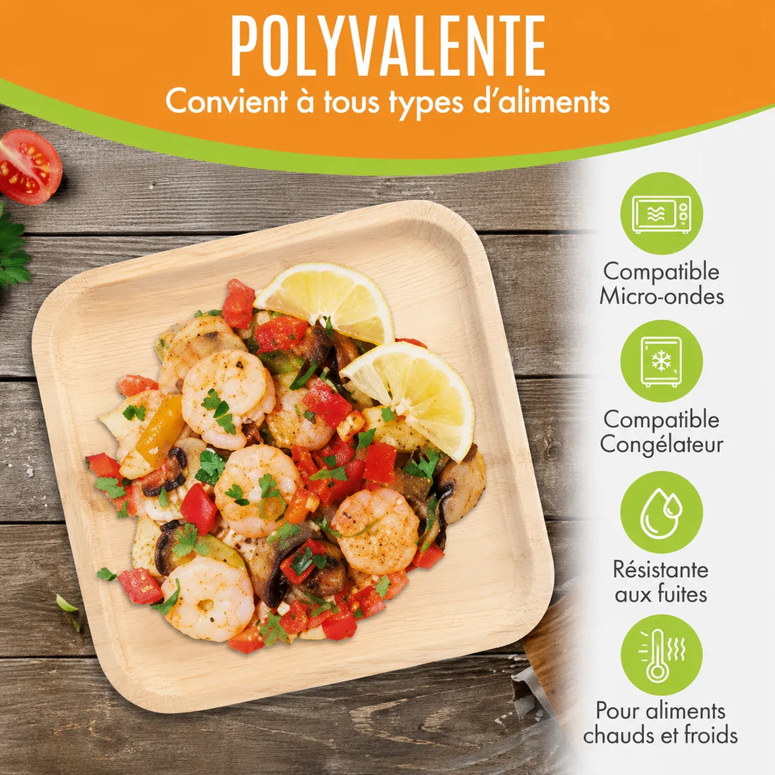 Assiette Jetable en Feuille de Palmier Festive
