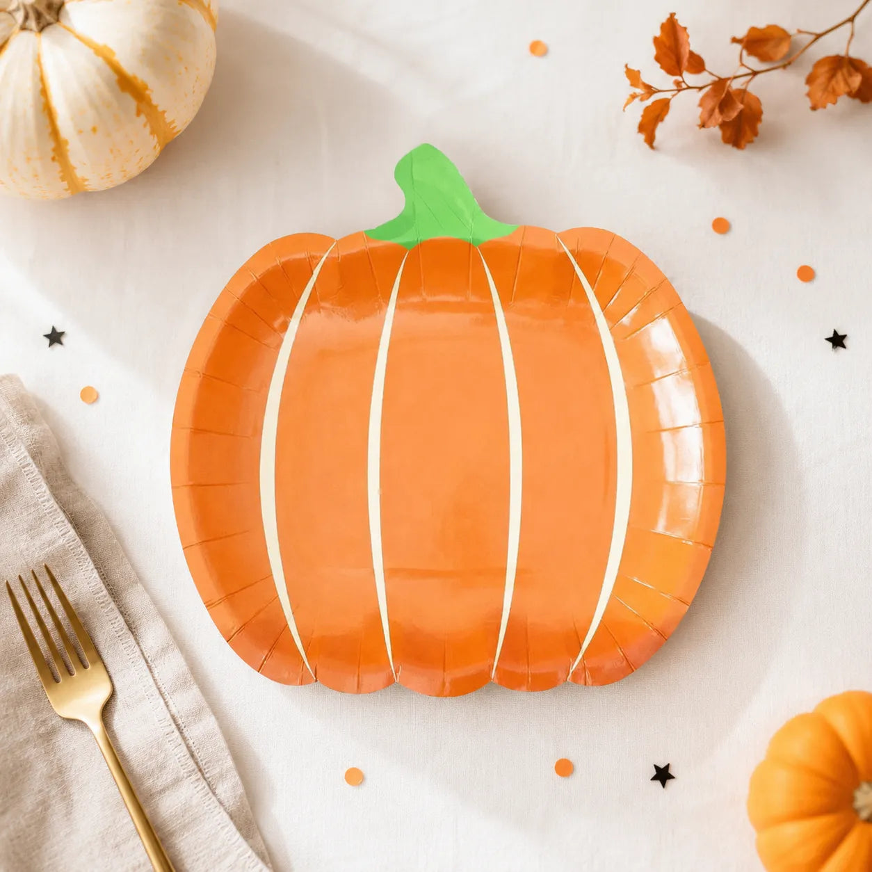 Assiette Jetable en Forme de Citrouille Orange
