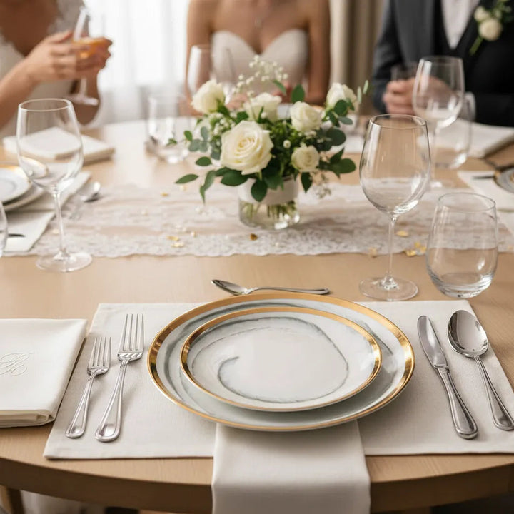 Assiette Marbré Gris