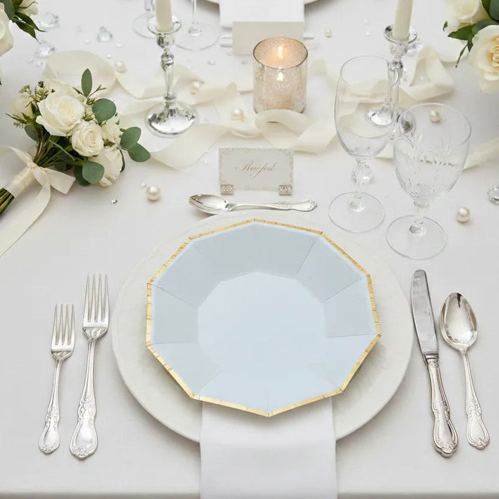 Assiette Mariage Jetable Bleu Or Original