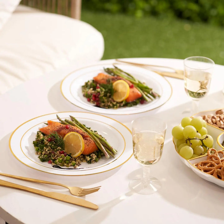 Assiette Noël Blanche et Dorée en Plastique