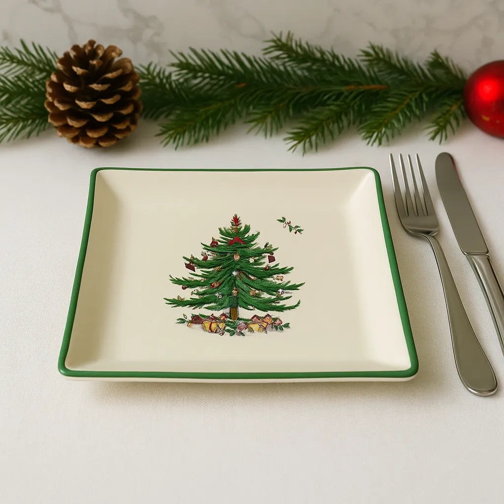 Assiette Noël Carrée Sapin