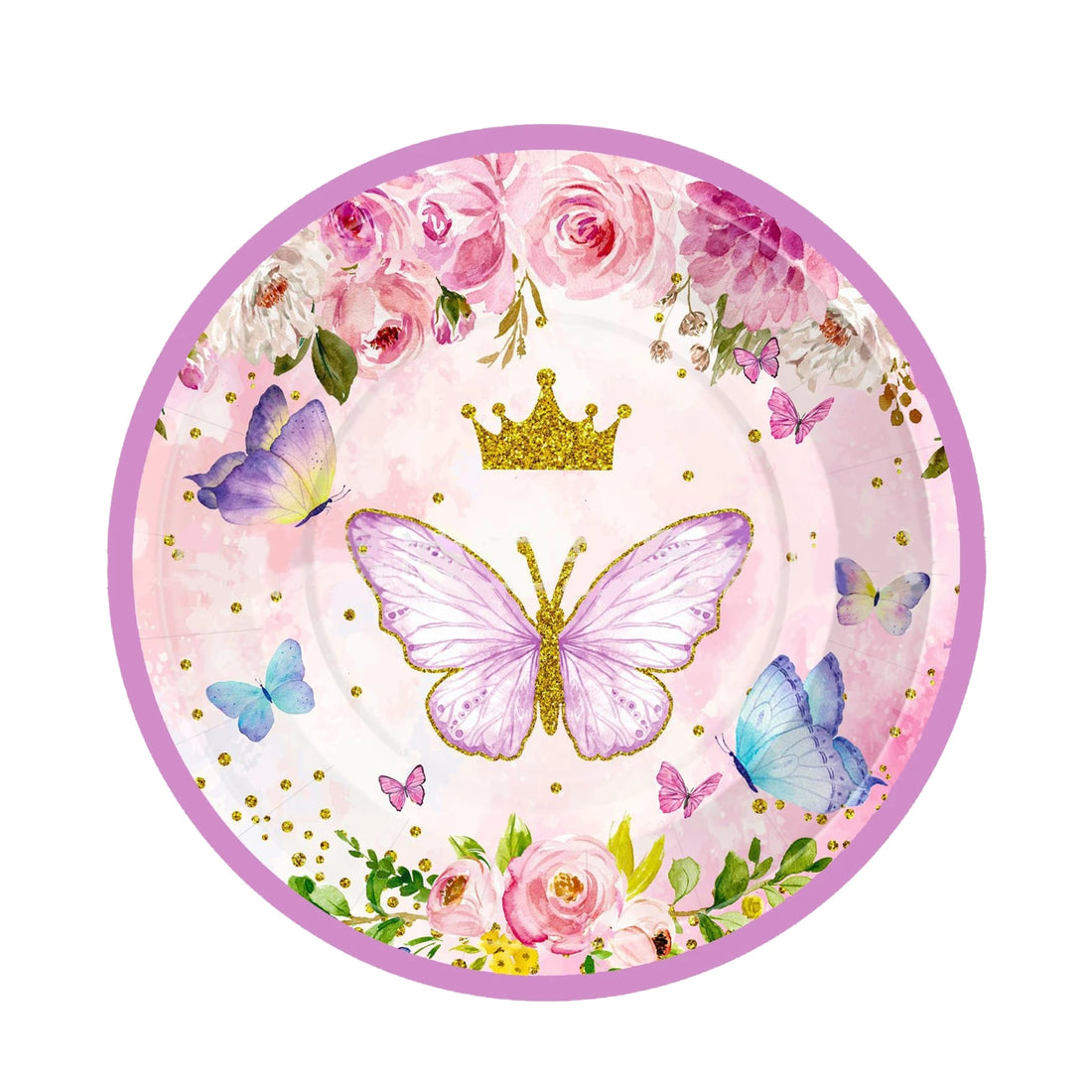 Assiette Papillon Rose