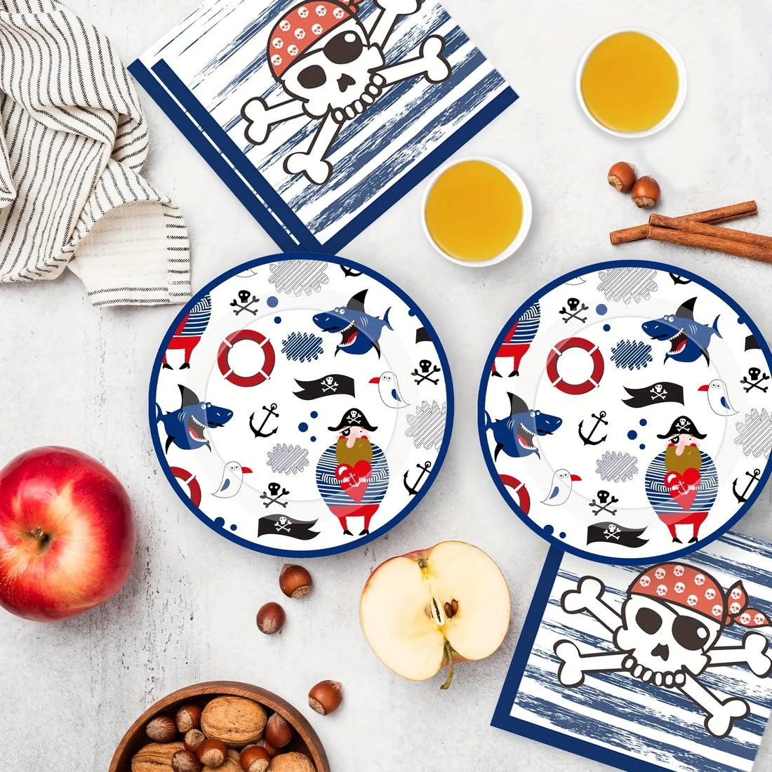 Assiette Pirate Bleu Papier 