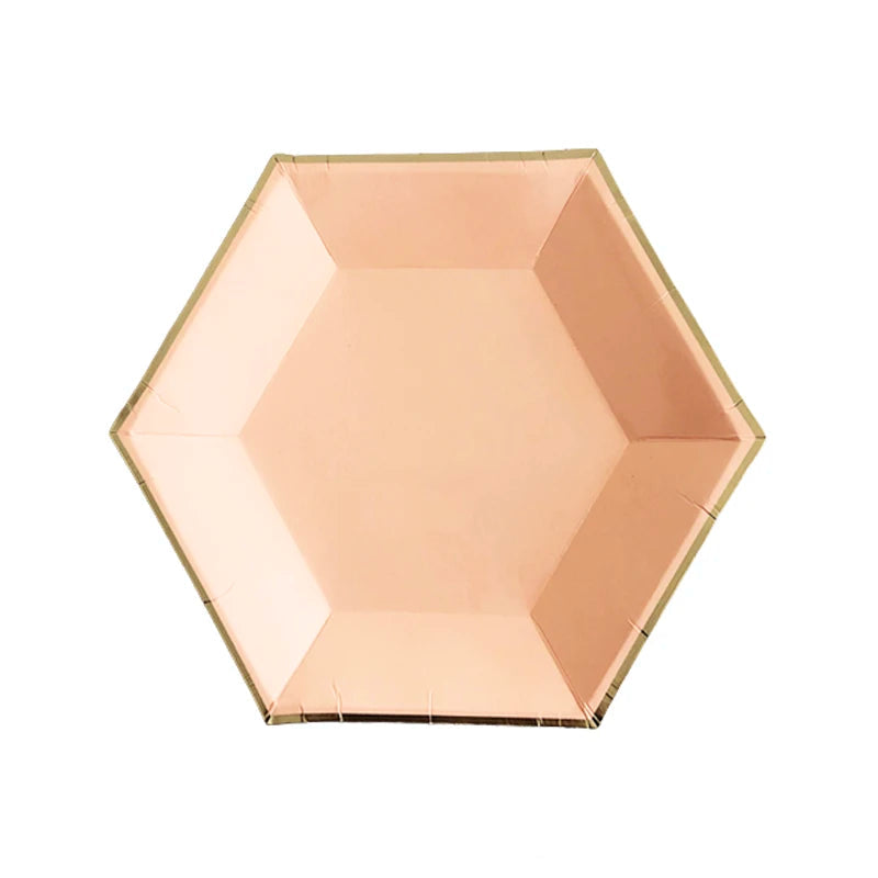 Assiette Rose Hexagonale Mariage Pratique