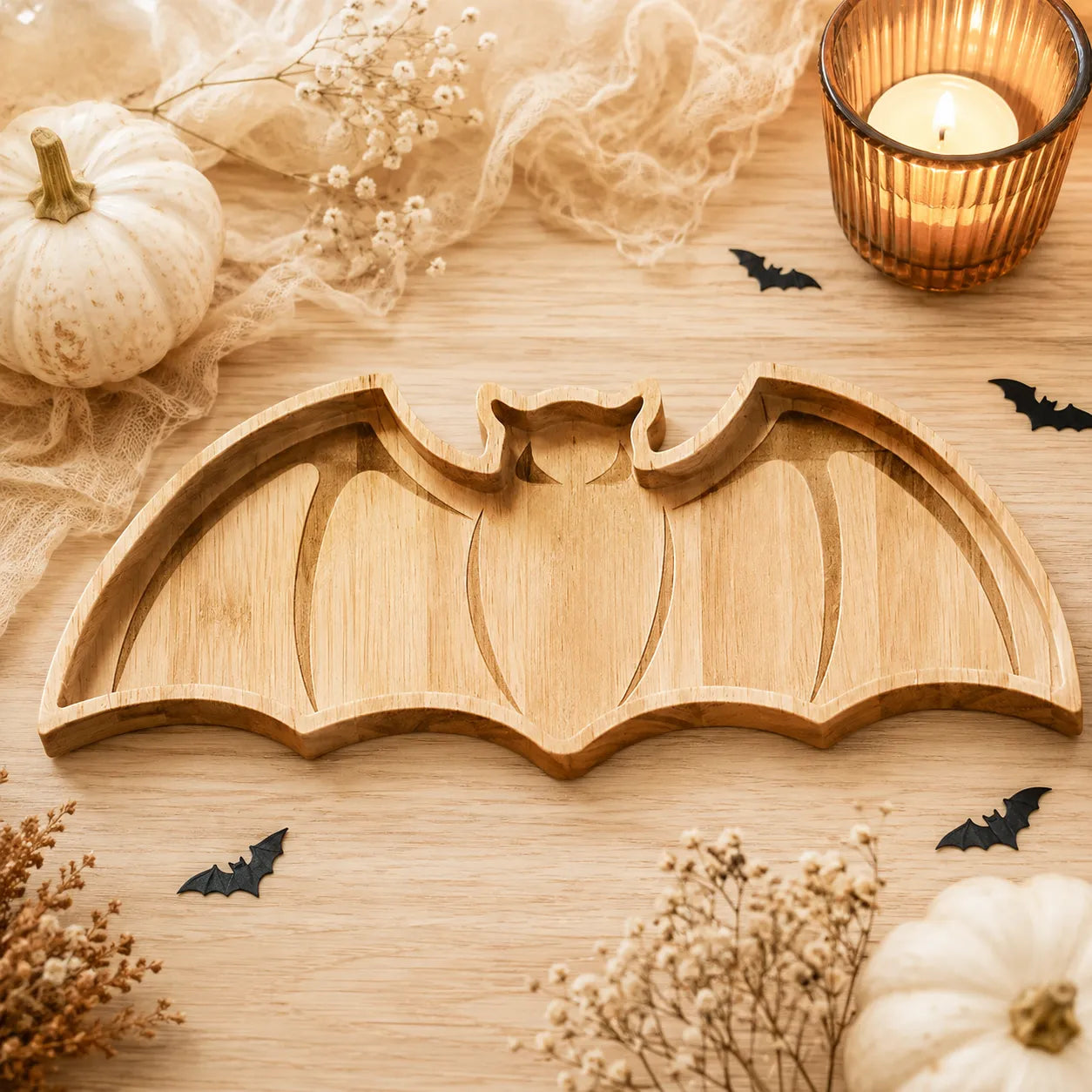Assiette de Présentation Chauve-souris en Bois Pratique