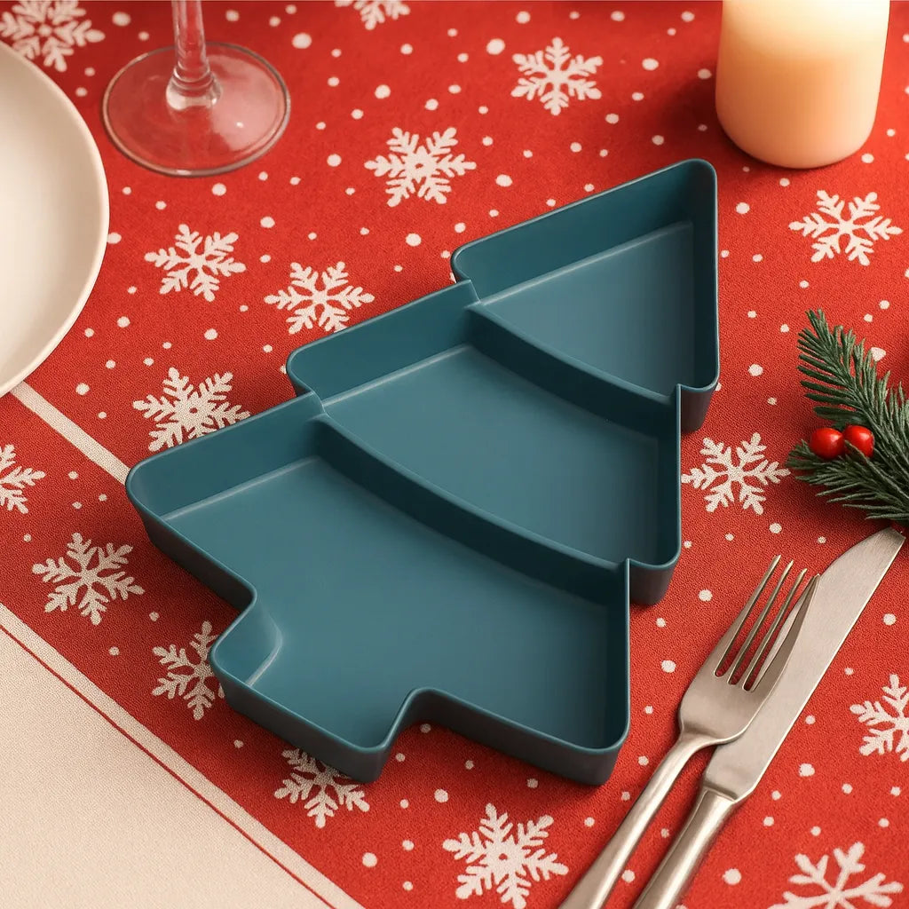 Assiette de Présentation Verte Sapin en Plastique.