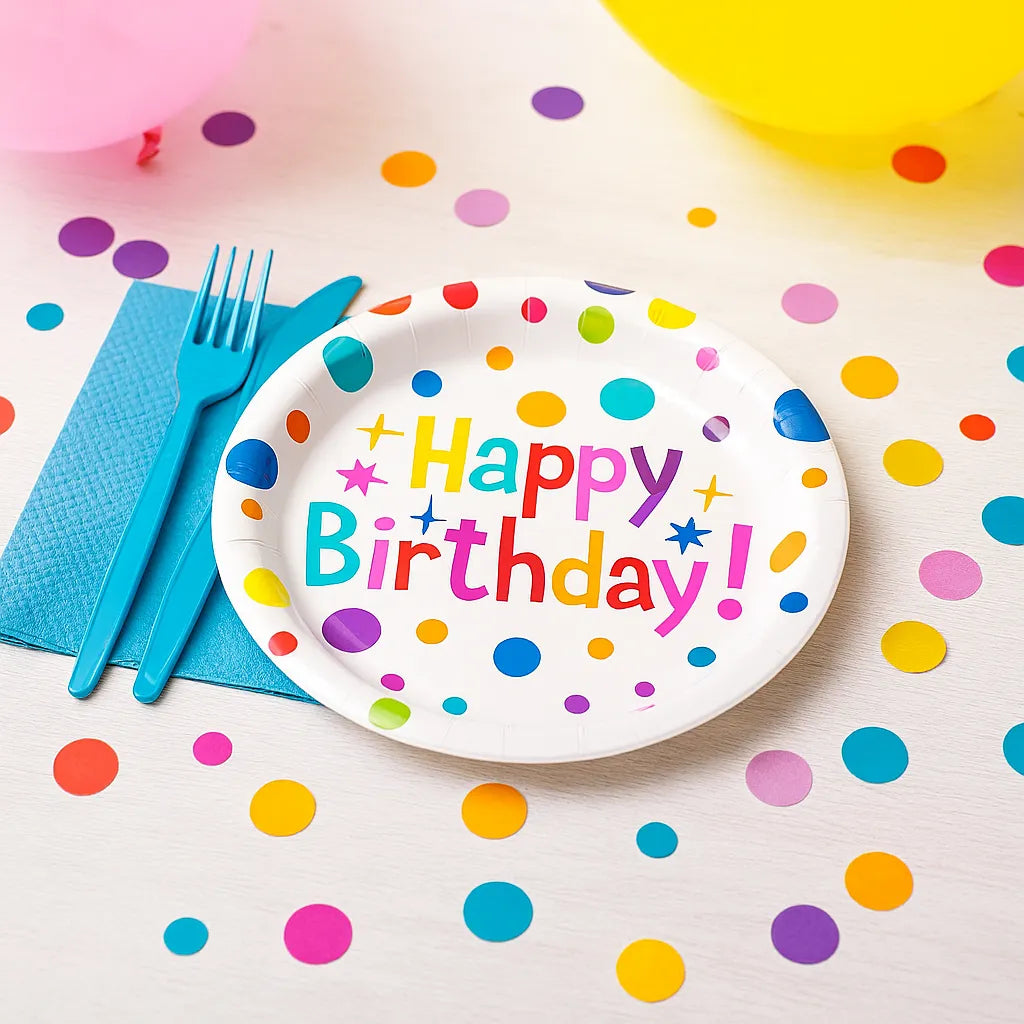 Assiettes Jetables Happy Birthday Colorées
