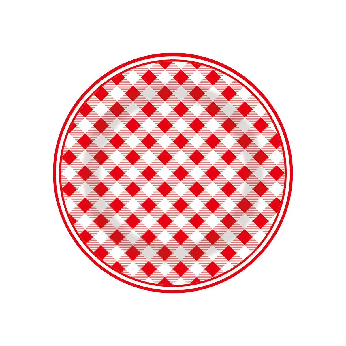 Assiettes Jetables Rouges à Carreaux Papier 