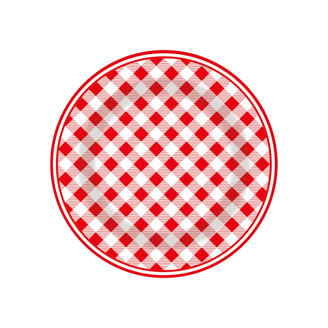 Assiettes Jetables Rouges à Carreaux Papier 