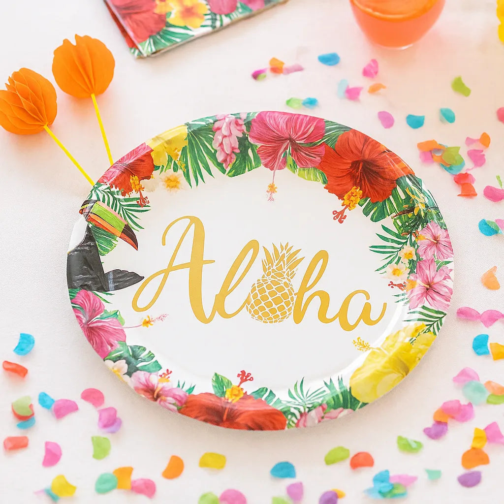 Assiettes Jetables Thème Hawaïen