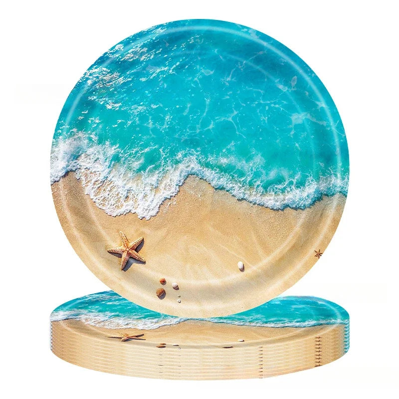 Assiettes Jetables Thème Plage Papier 
