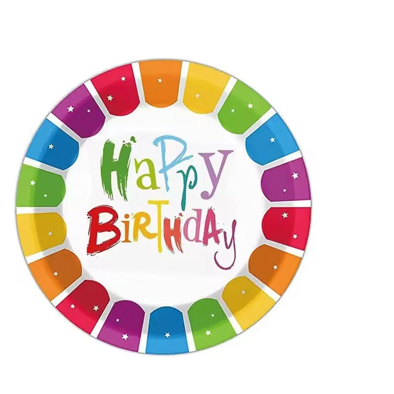 Assiettes Vaisselle aux Couleurs Vives Papier