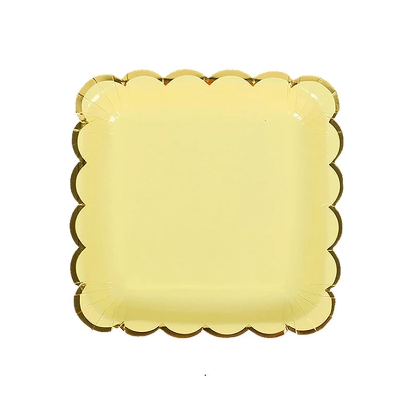Assiettes carrées Vaisselle Jetable Jaune