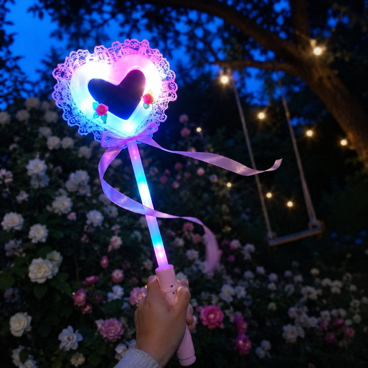 Bâton Lumineux Enfant Cœur Dentelles Design