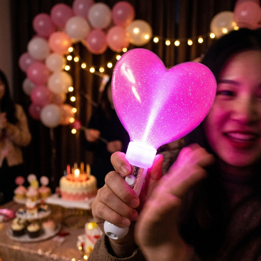 Bâton de Fête Lumineux Cœur Rose Glamour