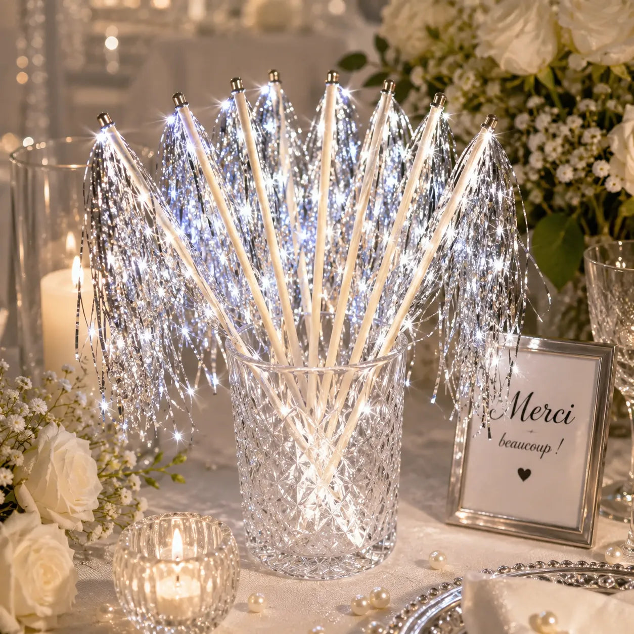 Baguette De Mariage Argentée Lumineuse