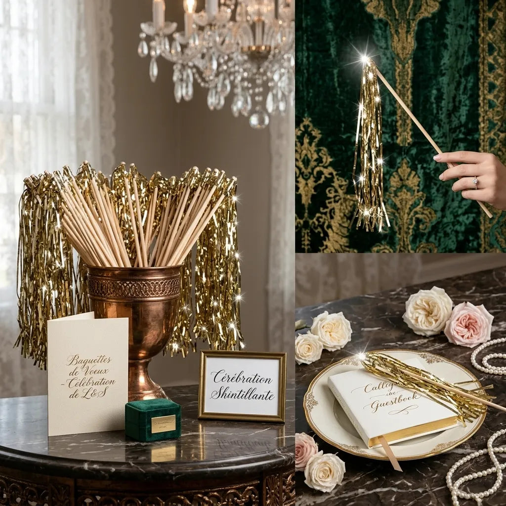 Baguette De Mariage Dorée Avec Led Moderne