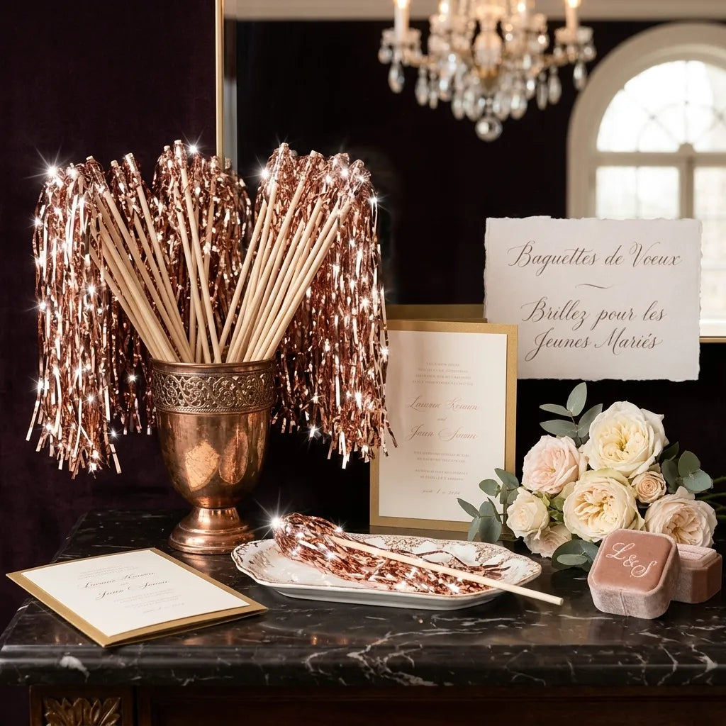 Baguette De Mariage Rose Gold Led Minimaliste