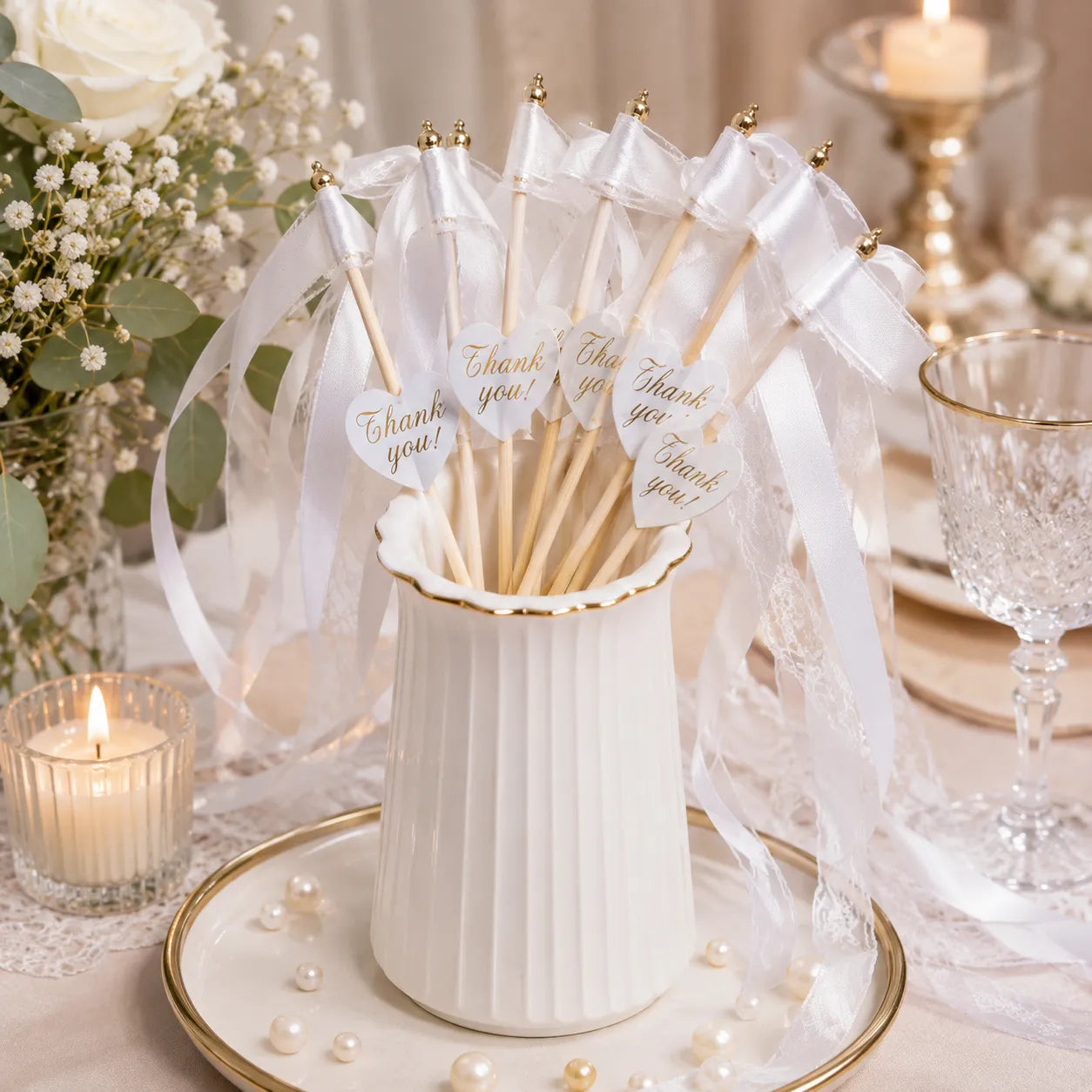 Baguette De Rubans Blancs Avec Etiquette