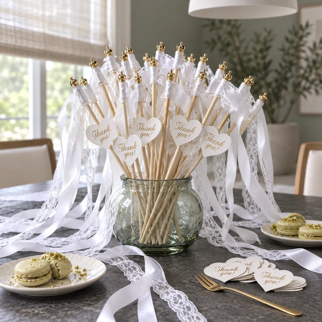 Baguette De Rubans Blancs Avec Etiquette Propre