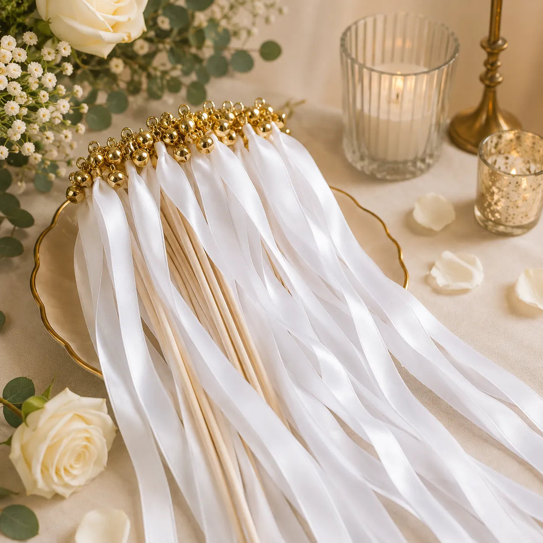 Baguette De Rubans Blancs Mariage luxe