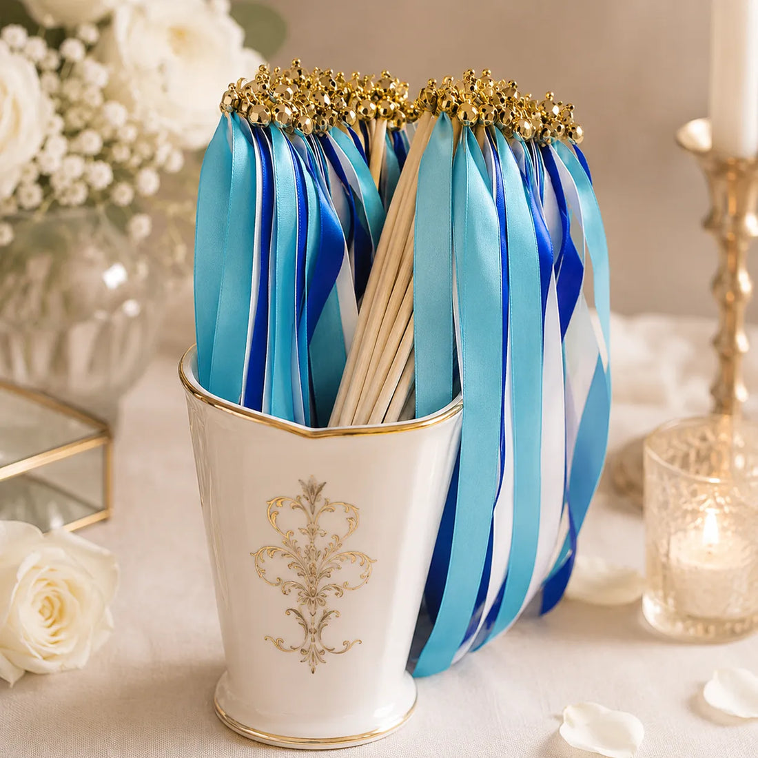Baguette De Rubans Bleus Mariage harmonieux