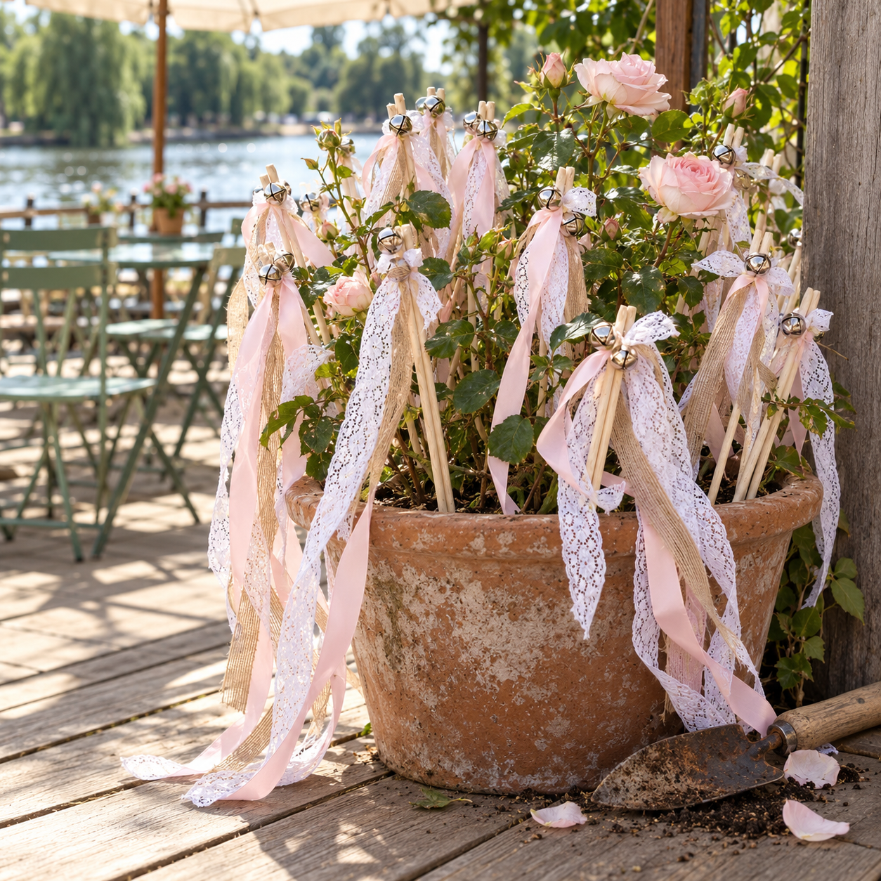 Baguette De Rubans Bohème Rose Joyeux